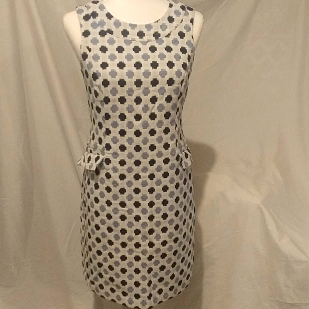 Boden tweed dress jumper white blue navy